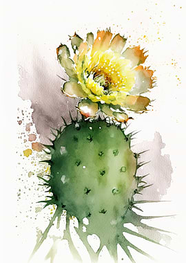 Cactus Flower Watercolor