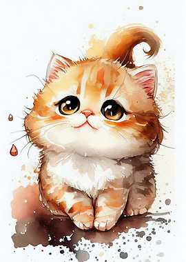 Cat Cute Watercolor