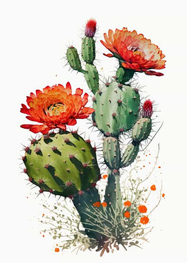 Cactus Flower Watercolor