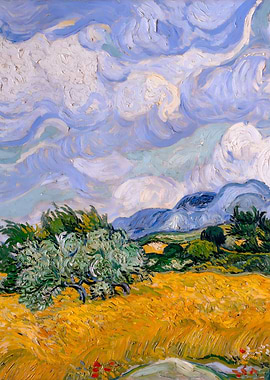 Wheat Field with Cypresses
