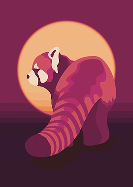 Neon Red Panda Sunset