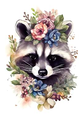 Floral Raccoon