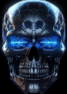 BlueEyed Cyborg Skull
