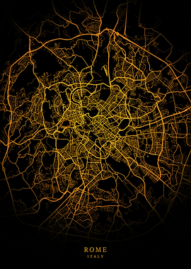 Rome City Map Gold