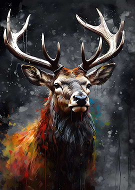 Deer Oil Paint Portrait