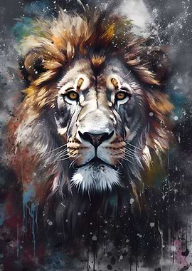 Colorful Lion Portrait