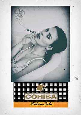 Woman smoking Cuban Cigar