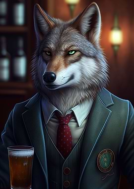 Wolf Barkeeper Suit Animal