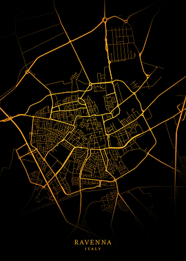 Ravenna City Map Gold