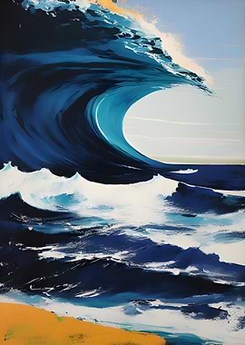 Great Wave Impasto Art