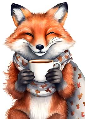 fox with coffee