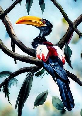 A beautiful hornbill bird