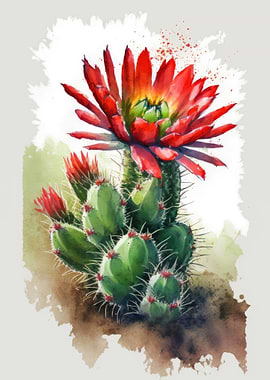 Cactus Flower Watercolor