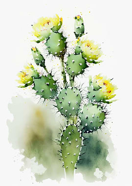 Cactus Flower Watercolor