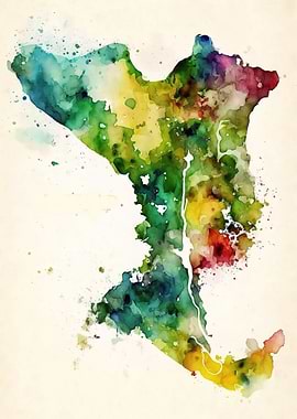 Belize Watercolor Map