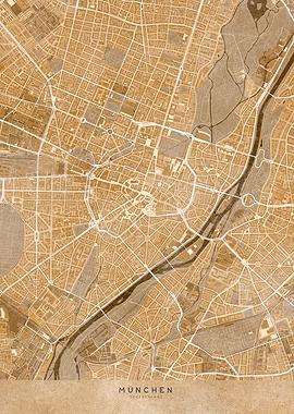 Sepia map of munich center