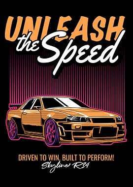 Retro Orange Cars R34