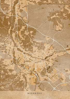 Sepia map of Nuremberg