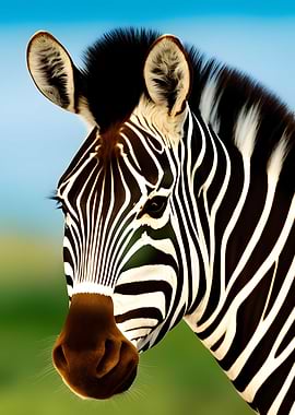 Close up zebra in a field