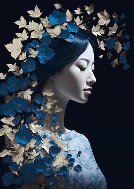 Asian Woman With Flowers