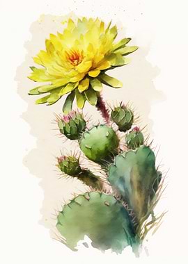 Cactus Flower Watercolor