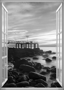 Window view sea landscape