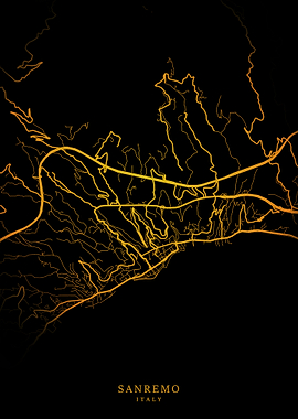 Sanremo City Map Gold