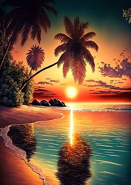 Beach sunset landscape