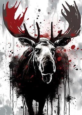 Ink Painting of a Moose
