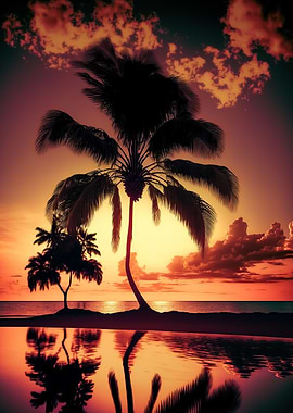 Beach sunset landscape