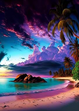 Beach sunset landscape