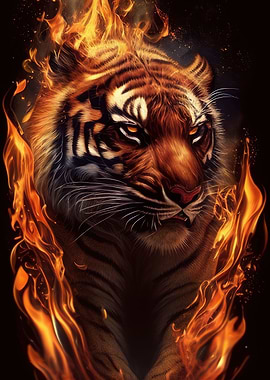 Angry Tiger Fire Animal