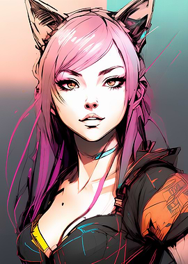 Cyber cat girl punk