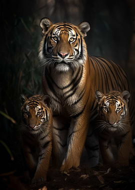Tigress With Cubs