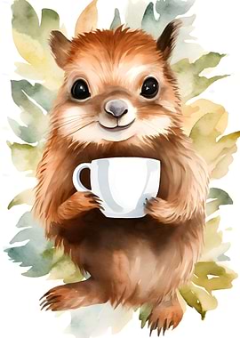 squirrel with coffee
