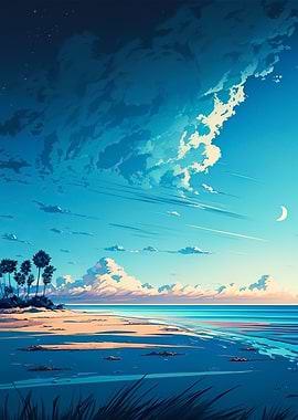 Beach sunset landscape