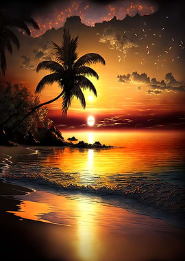 Beach sunset landscape
