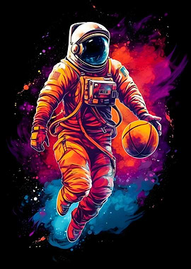 Astro playing basket