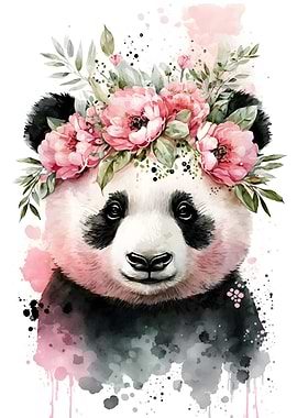Pinky Floral Panda