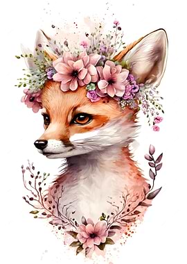Pinky Floral Fox