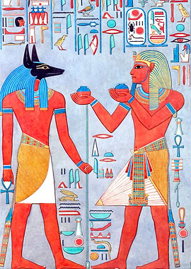The King with Anubis
