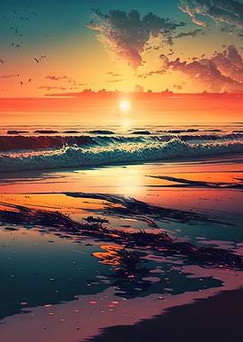 Beach sunset landscape