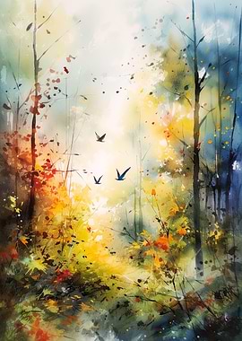 Watercolor Forest Art