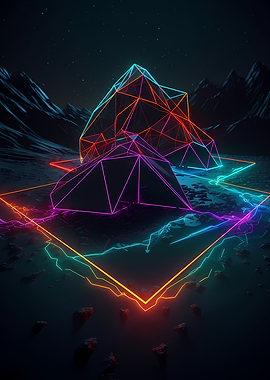 Neon Geometric Nature Art