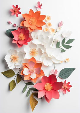 Paper flowers with leaves