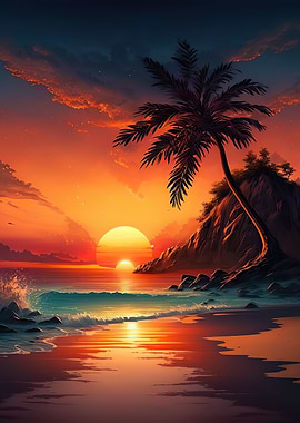 Beach sunset landscape
