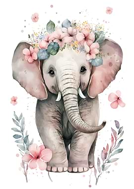 Pinky Floral Elephant