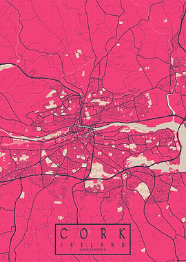 Cork City Map Blossom