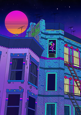 Vaporwave nyc buildings