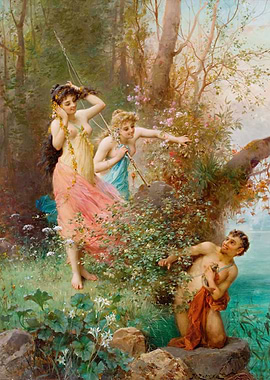 Two Nymphs by the water